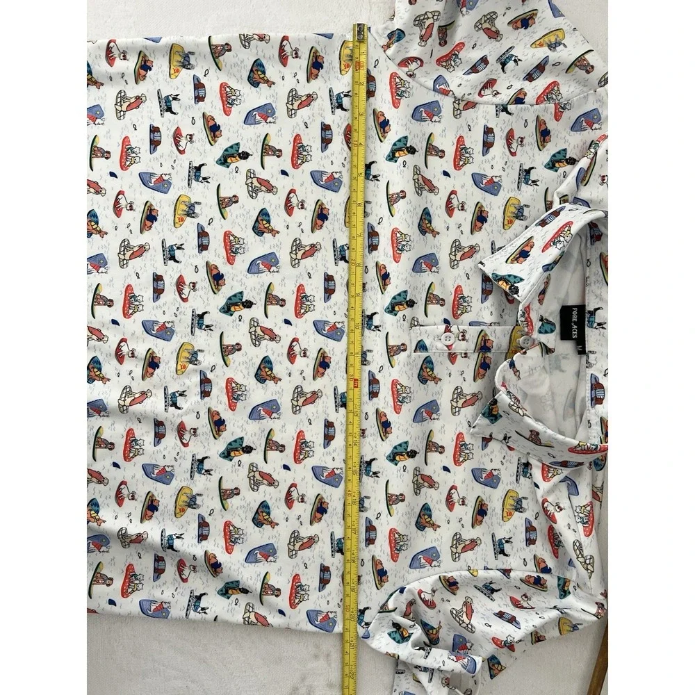Fore Aces Golf Polo Boogie Board Dogs All Over Print Men's Medium Performance
